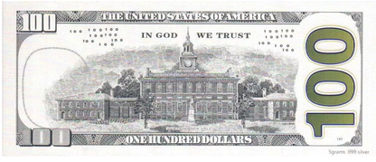 U.S. $100 Bill Replica 5g Silver Foil Note - CoinsTV