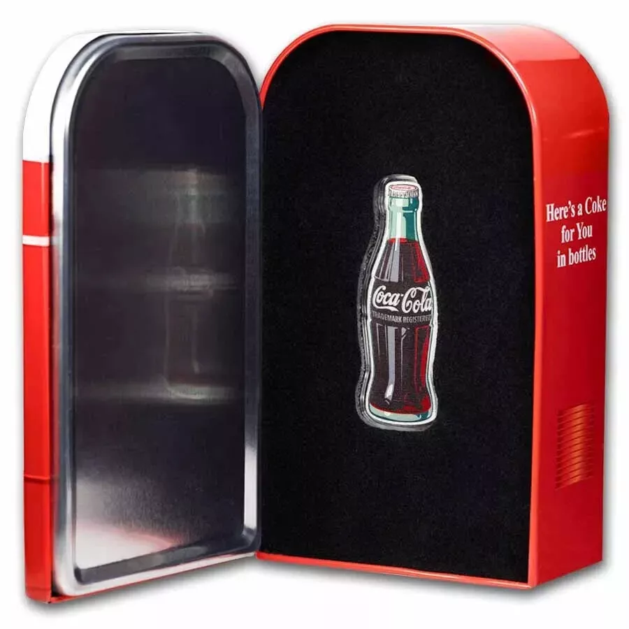 Coca-Cola Bottle Shaped Bar in Tin 1 oz Silver - CoinsTV