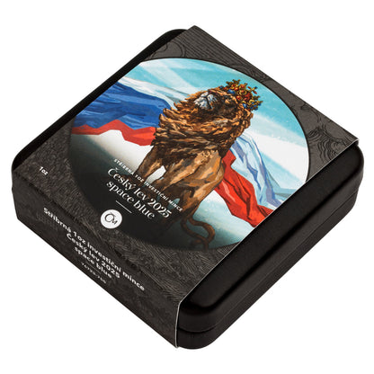 2025 Niue Czech Lion 1 oz Silver - Space Blue with Stand - CoinsTV