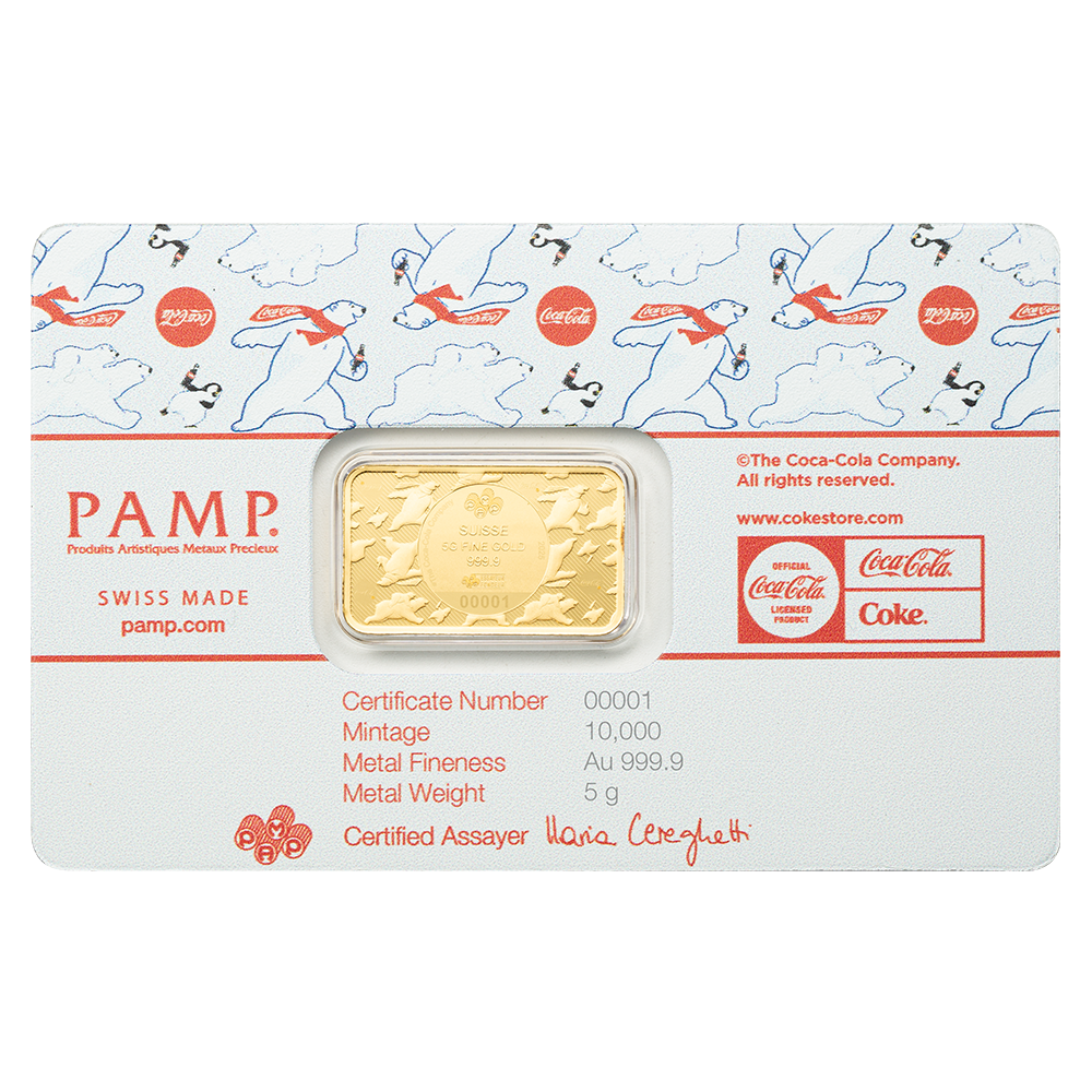 Coca-Cola® Holiday Polar Bears - 5 gram Gold Bar