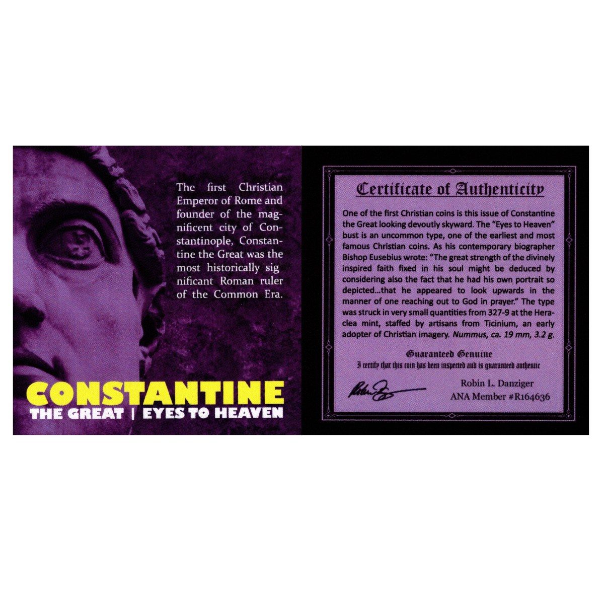 Constantine the Great: "Eyes to Heaven" Coin (Box) - CoinsTV