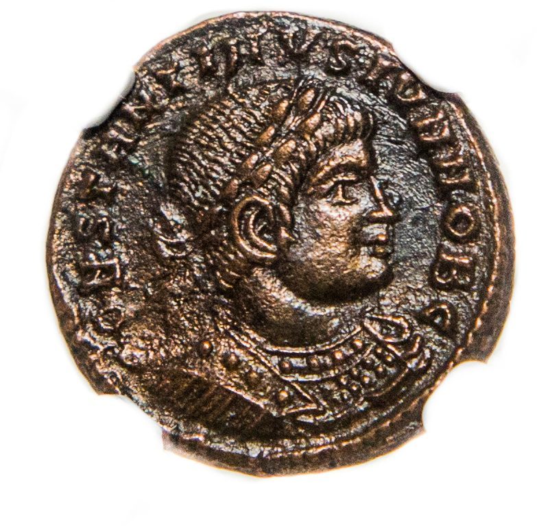 Roman AE of Constantine II (AD 316-340) Epfig Hoard NGC (XF) - CoinsTV
