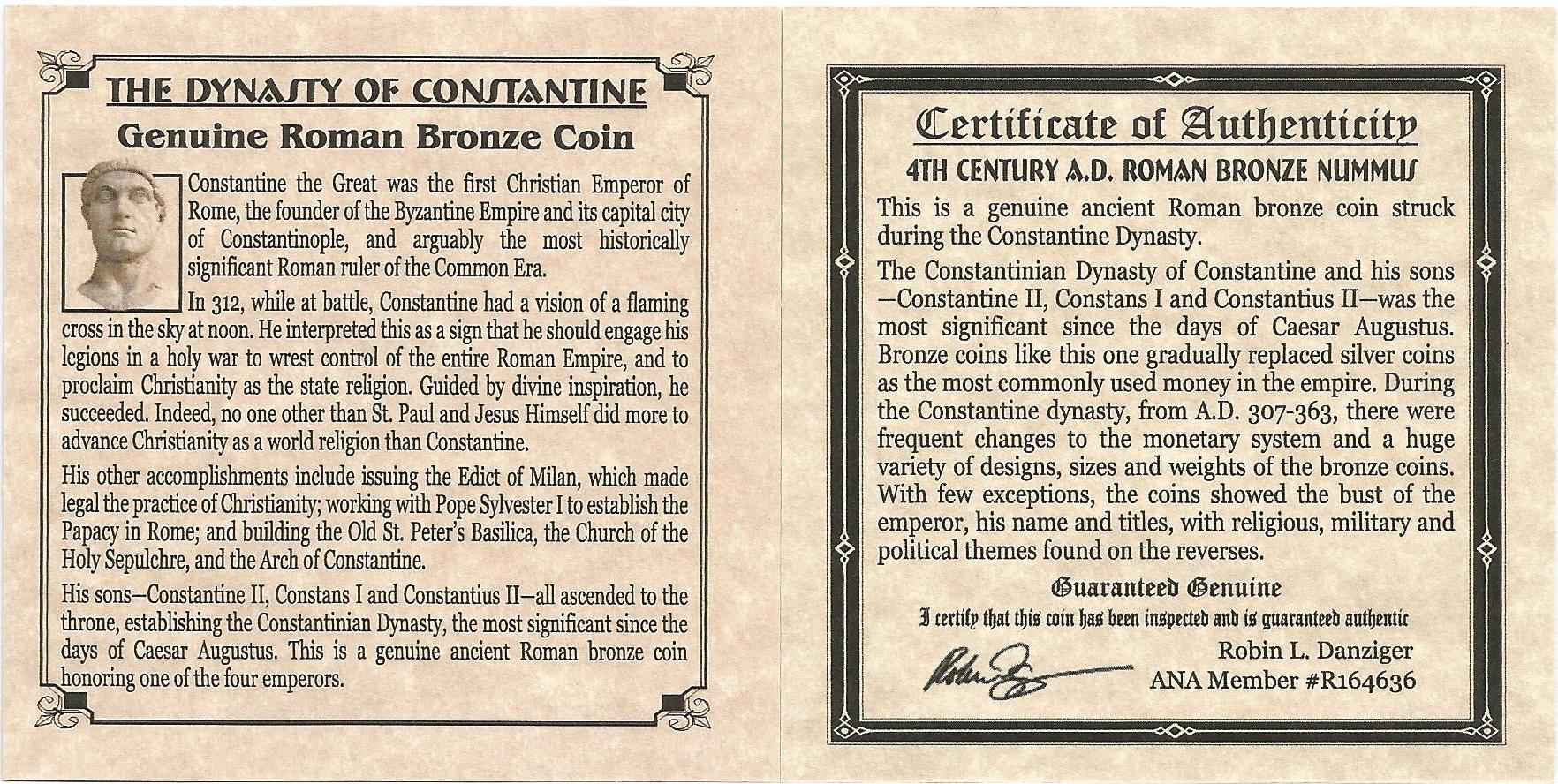 Constantine Dynasty Roman Bronze Coin (Mini Album) - CoinsTV