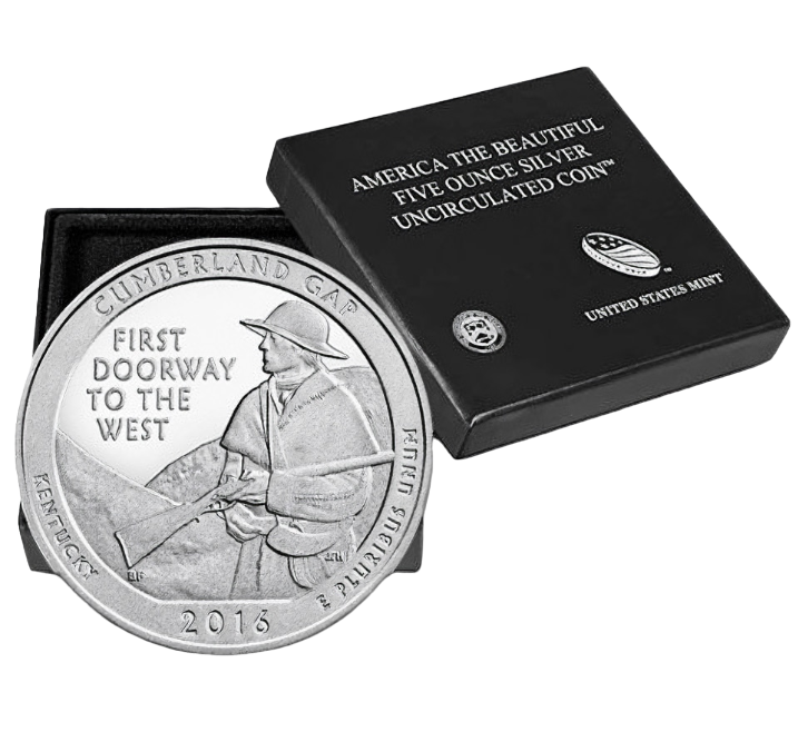 2016 Cumberland Gap National Historical Park - America the Beautiful 5 oz Silver Burnished OGP - CoinsTV
