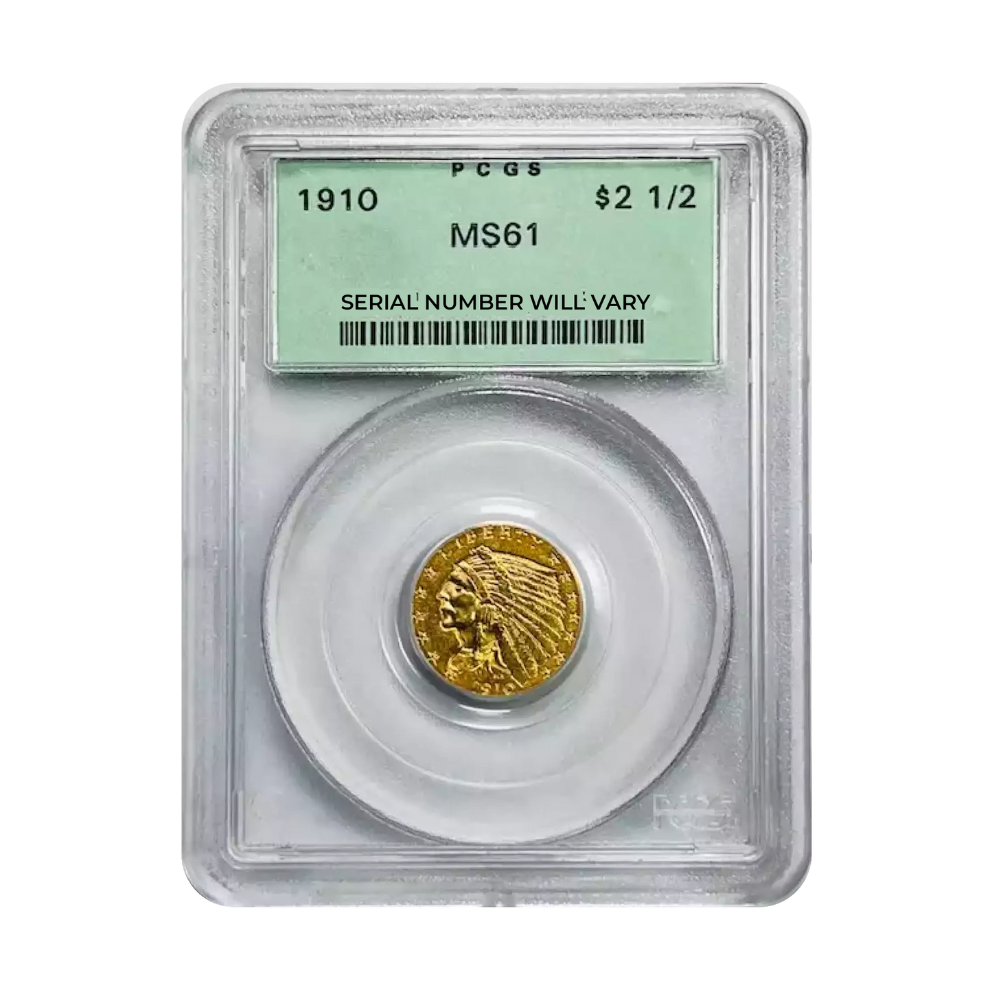 1910 Gold Quarter Eagles $2.5 Indian Head PCGS MS61 OGH - CoinsTV