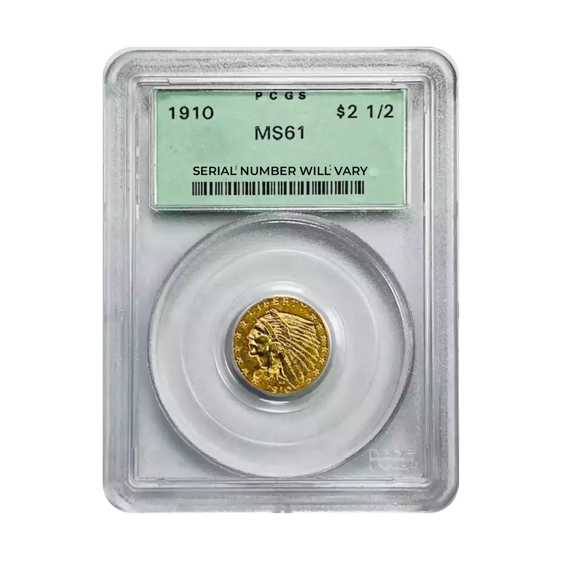 1910 Gold Quarter Eagles $2.5 Indian Head PCGS MS61 OGH - CoinsTV