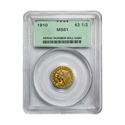 1910 Gold Quarter Eagles $2.5 Indian Head PCGS MS61 OGH - CoinsTV