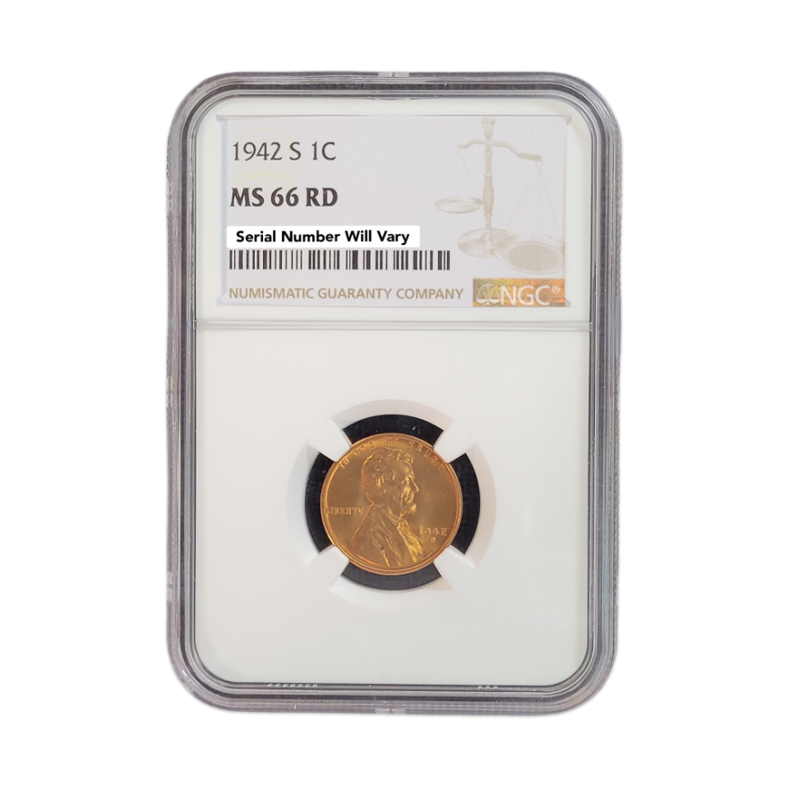1942-S Lincoln Wheat Cent - NGC MS66 RD