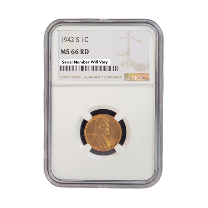 1942-S Lincoln Wheat Cent - NGC MS66 RD