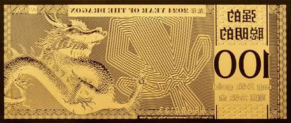 2024 100 mg Year of the Dragon 24K Gold Foil Note - CoinsTV