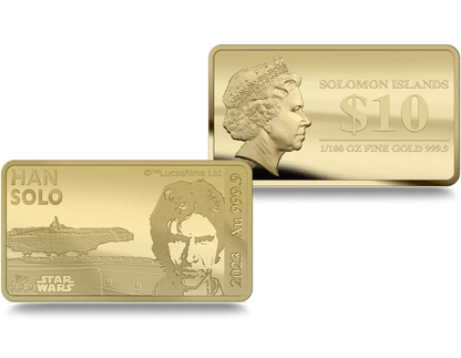 2023 Star Wars Han Solo Au .9999 1/100oz Gold Proof-like Bar - CoinsTV