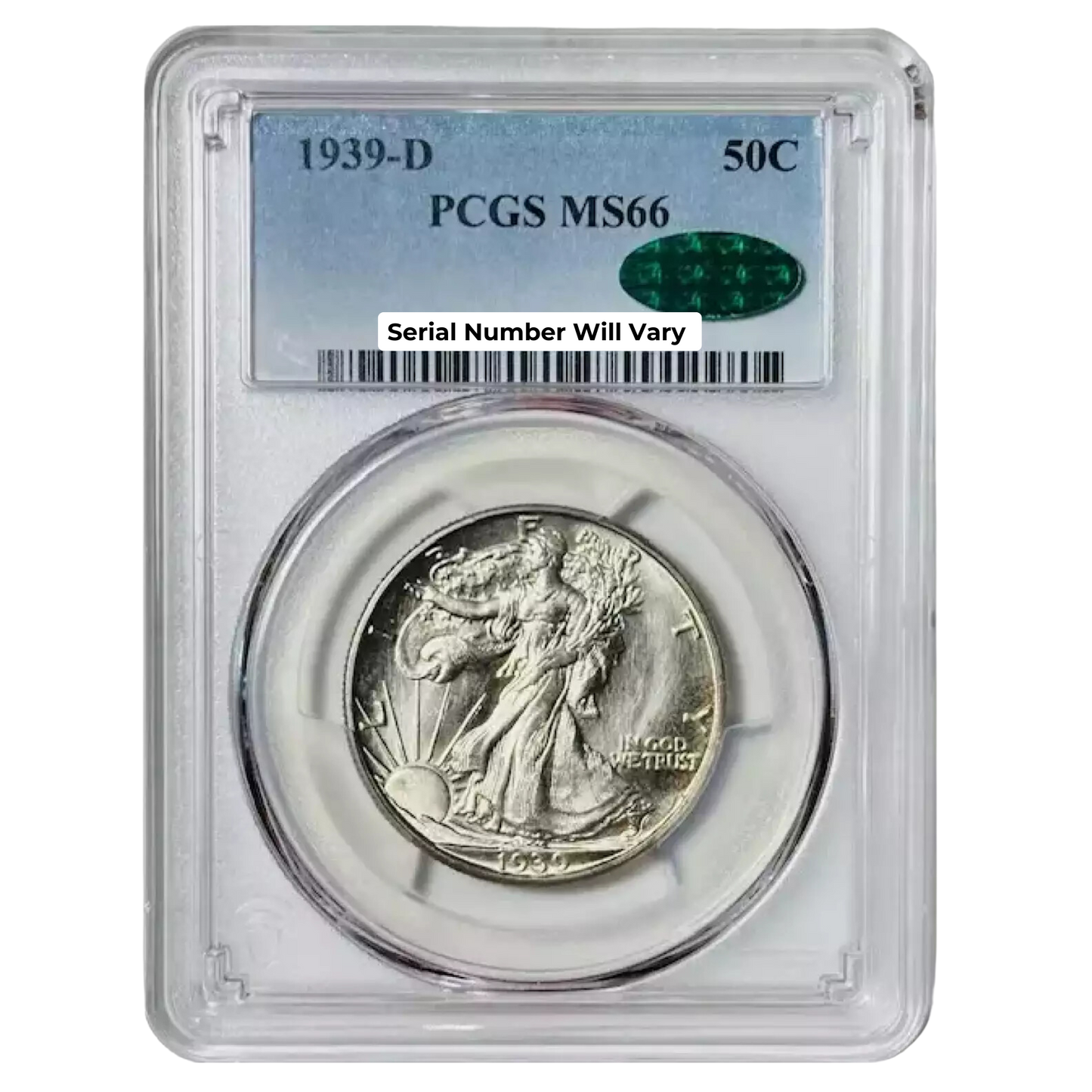 1939-D Walking Liberty Half Dollar Denver - CAC - PCGS MS66 - CoinsTV