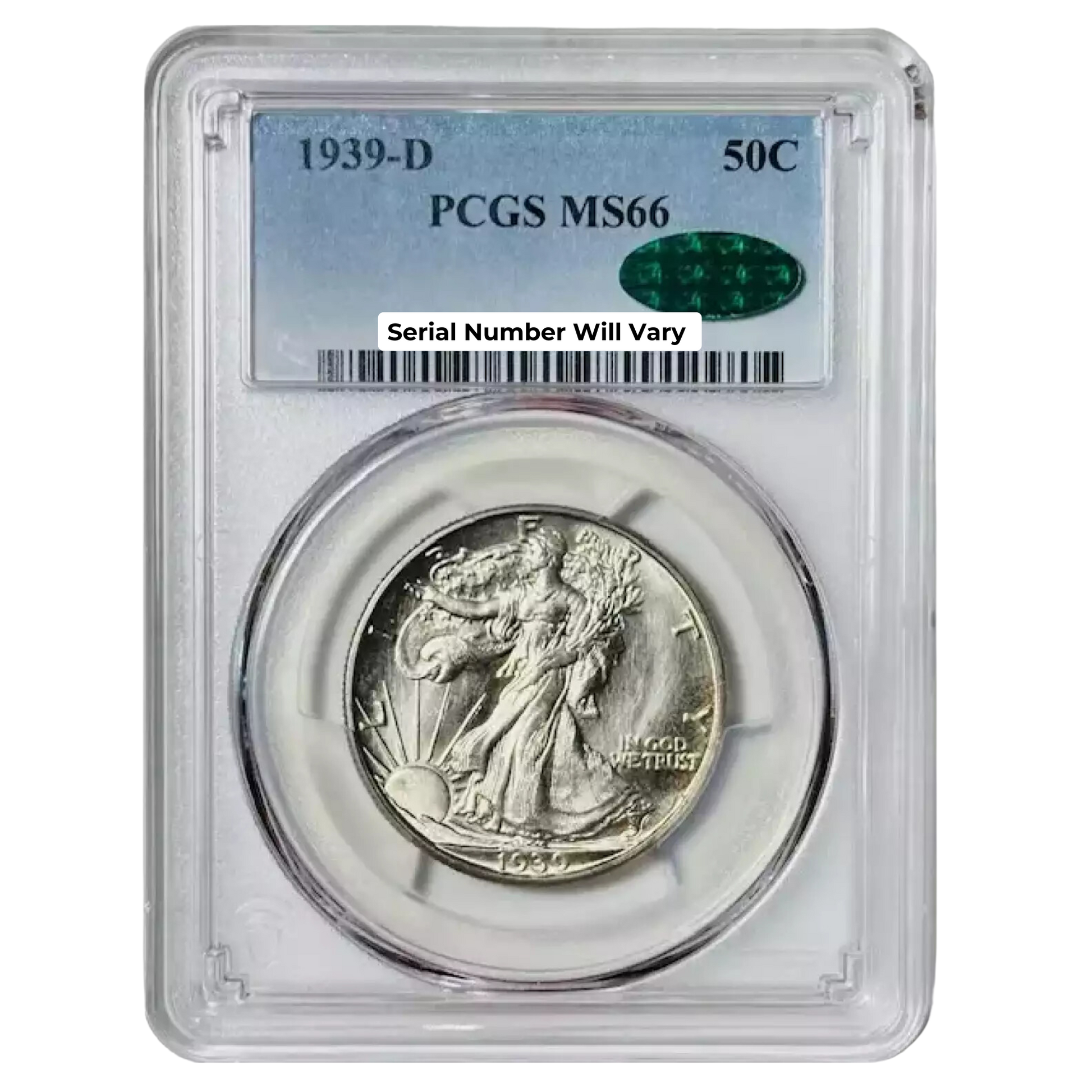 1939-D Walking Liberty Half Dollar Denver - CAC - PCGS MS66 - CoinsTV