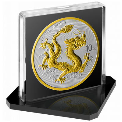 2025 China Dragon Gold Gilt Edition 1 oz Silver Coin