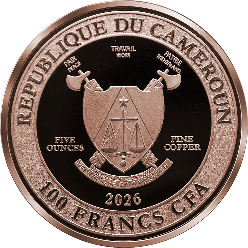 2026 Cameroon Wildlife Values Eagle Command 5 oz Copper Coin