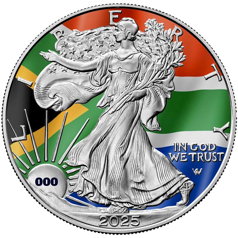 2025 Flags of the World Silver Eagle - South Africa -  First Edition - CoinsTV