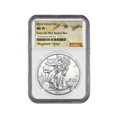 2014 Silver Eagle - Magnum Opus Label - NGC MS70