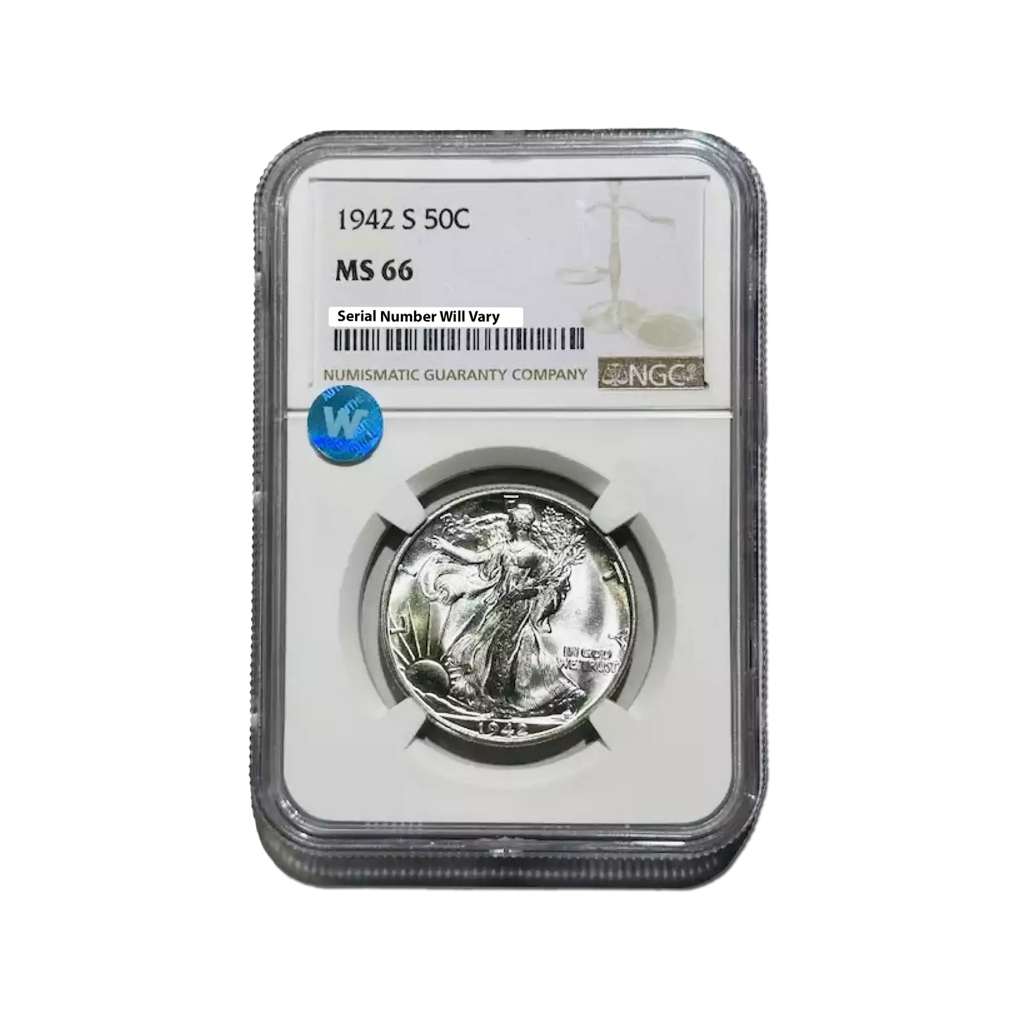 1942-S Walking Liberty Silver Half Dollar San Francisco - NGC MS66 Sight White - CoinsTV