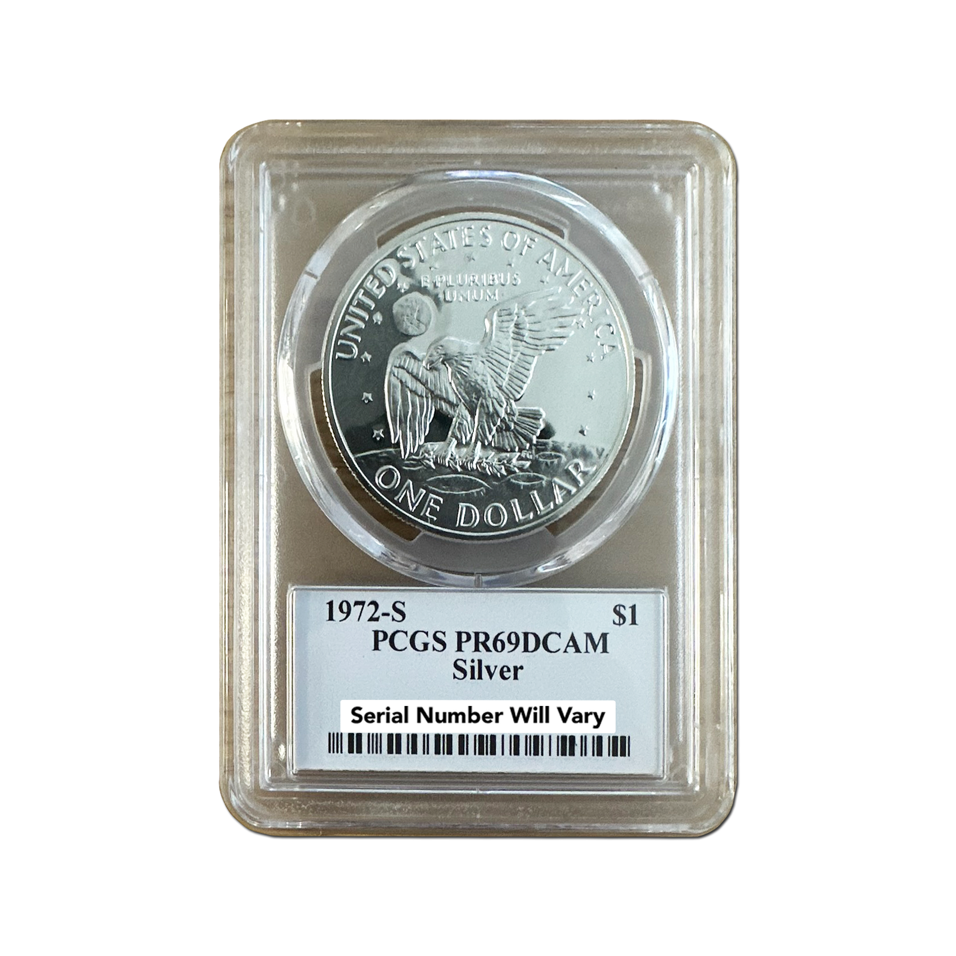1972-S $1 Eisenhower - Eisenhower Signature Label - PCGS PR69 DCAM - CoinsTV