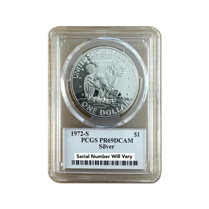 1972-S $1 Eisenhower - Eisenhower Signature Label - PCGS PR69 DCAM - CoinsTV