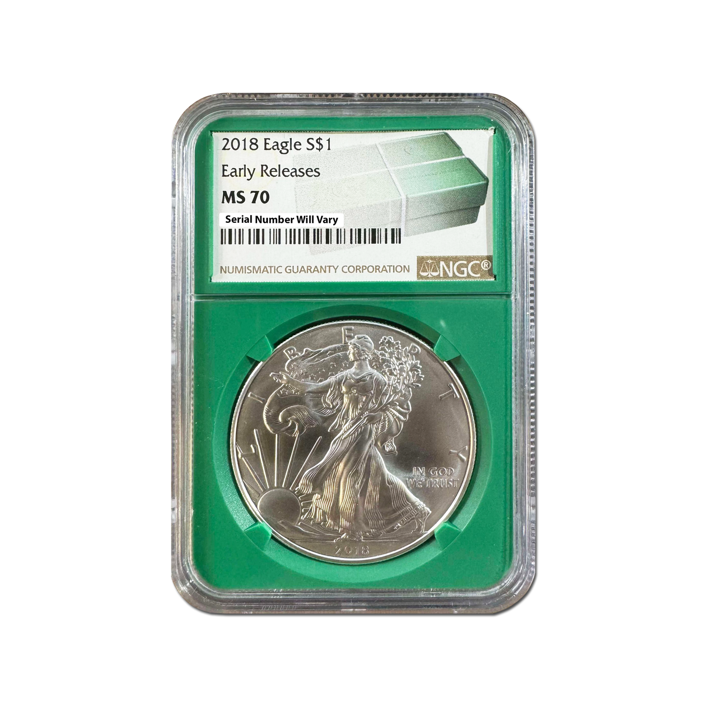 2018 Silver Eagle - Monster Box Label - NGC MS70 Early Releases - CoinsTV