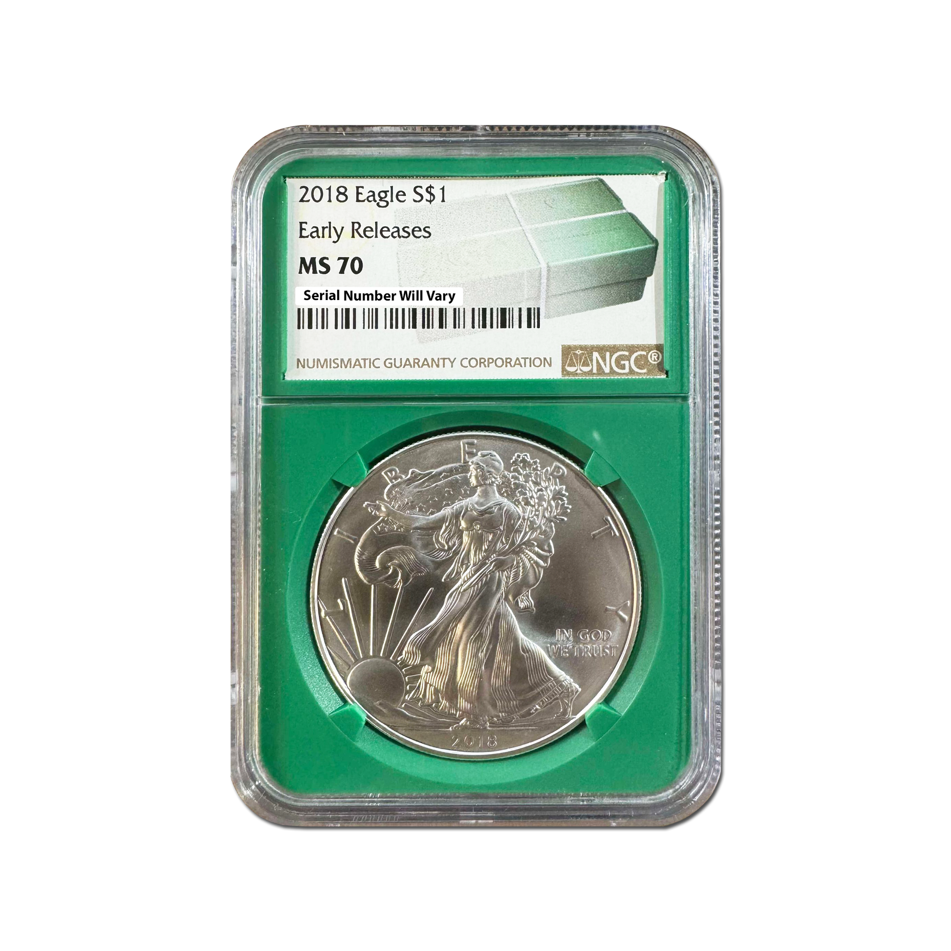 2018 Silver Eagle - Monster Box Label - NGC MS70 Early Releases - CoinsTV