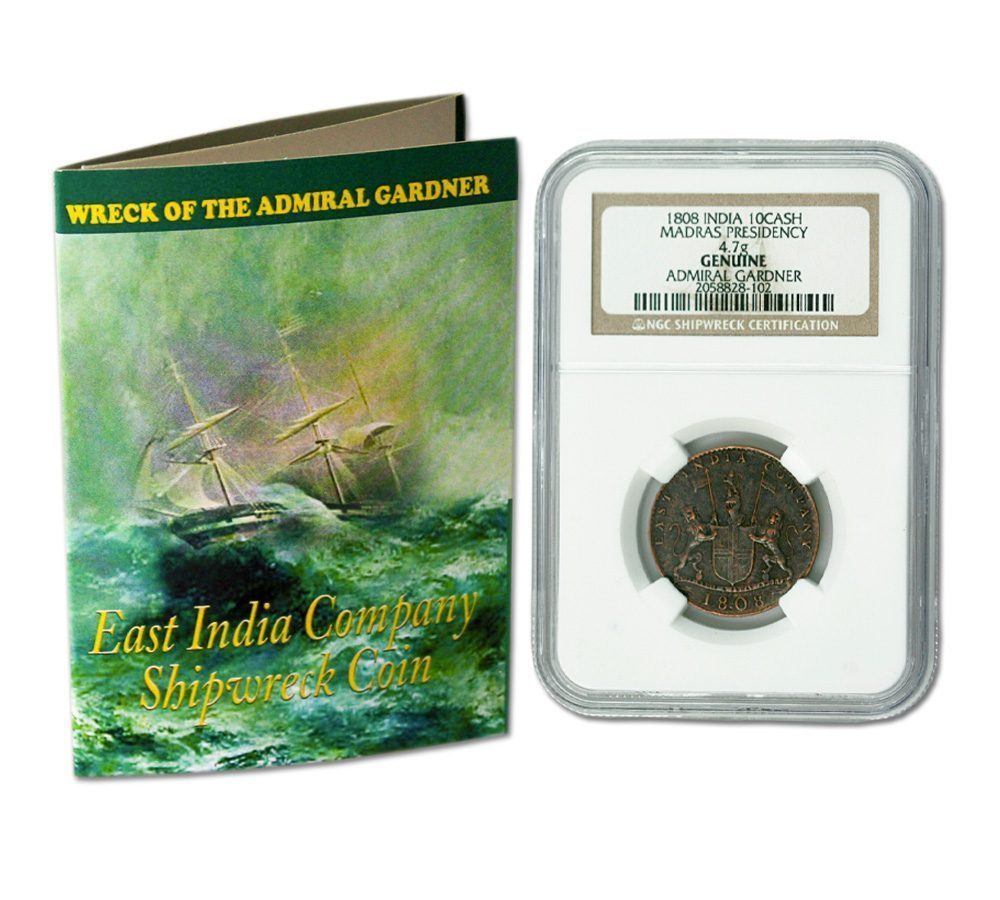 1808 Admiral Gardner Shipwreck Treasure 10 Cash Coin - NGC HG with Clear Box - CoinsTV