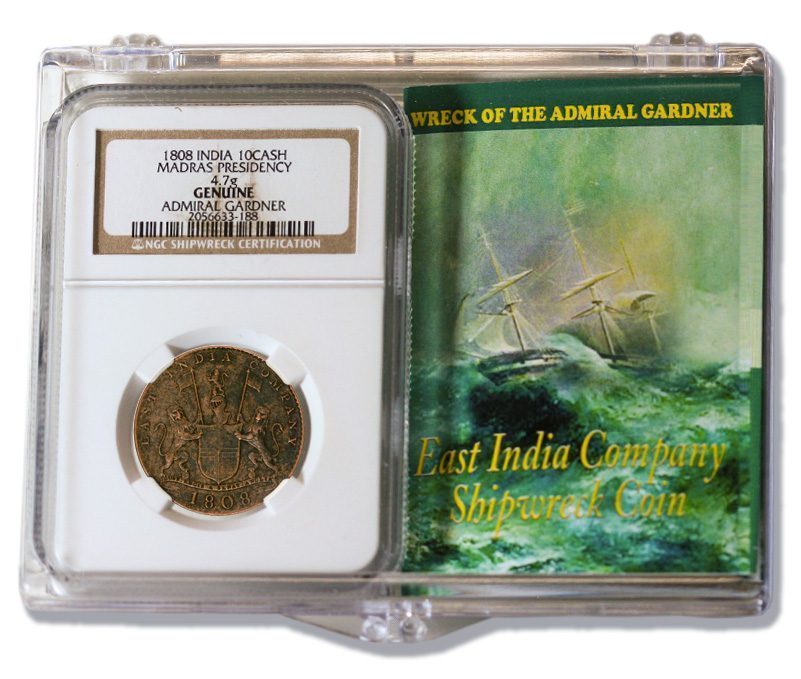 1808 Admiral Gardner Shipwreck Treasure 10 Cash Coin - NGC HG with Clear Box - CoinsTV