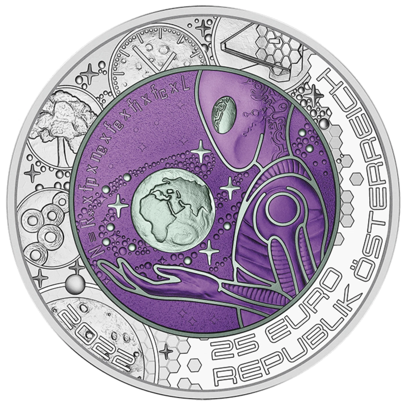2022 Austria Extraterrestrial Life 0.26 OZ Silver & Niobium Coin NGC MS 70 Galaxy Label - CoinsTV