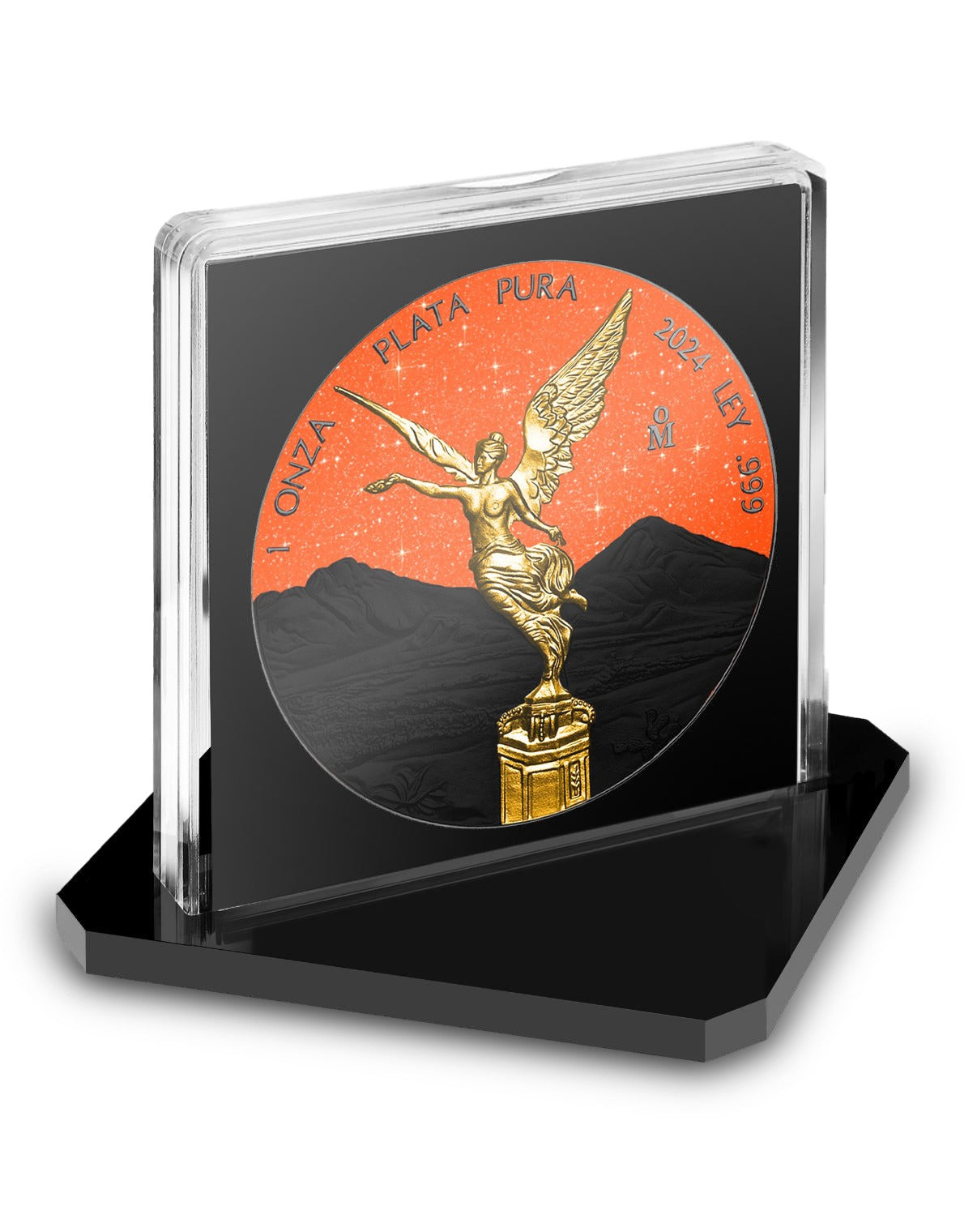 2024 Mexico Libertad Orange & Black Diamond Dust Edition 1 oz Silver Coin - CoinsTV
