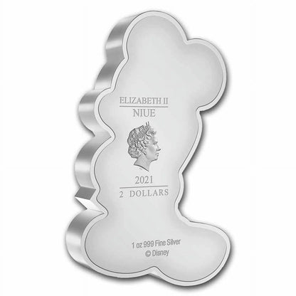 2021 Disney Mickey Mouse Shaped 1oz Silver