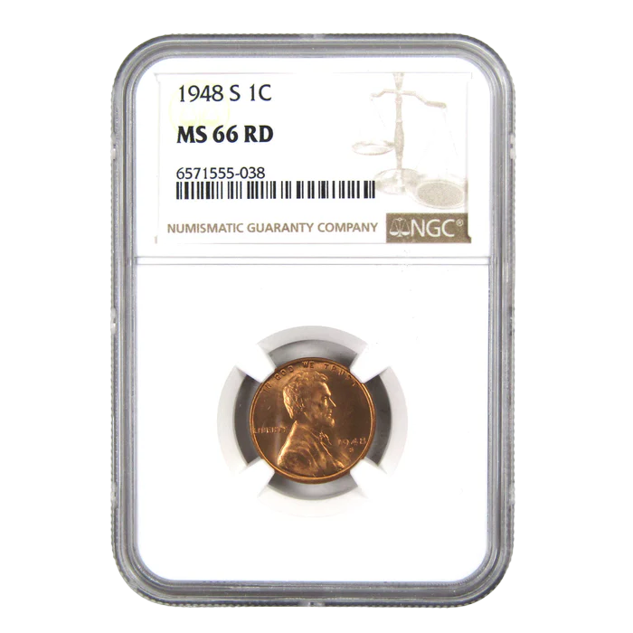 1948-S Lincoln Wheat Cent - NGC MS66 RD
