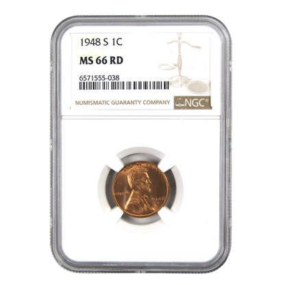 1948-S Lincoln Wheat Cent - NGC MS66 RD