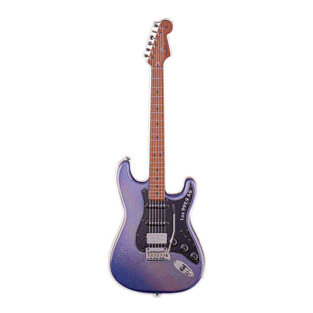 2024 Fender Stratocaster Mystery Box 70th Anniversary 1 Oz Silver - CoinsTV