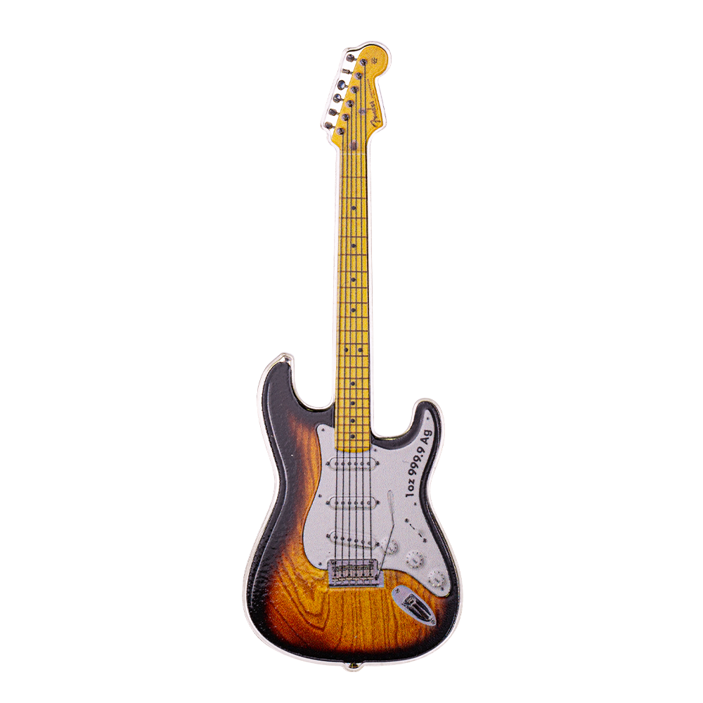 2024 Fender Stratocaster Mystery Box 70th Anniversary 1 Oz Silver - CoinsTV