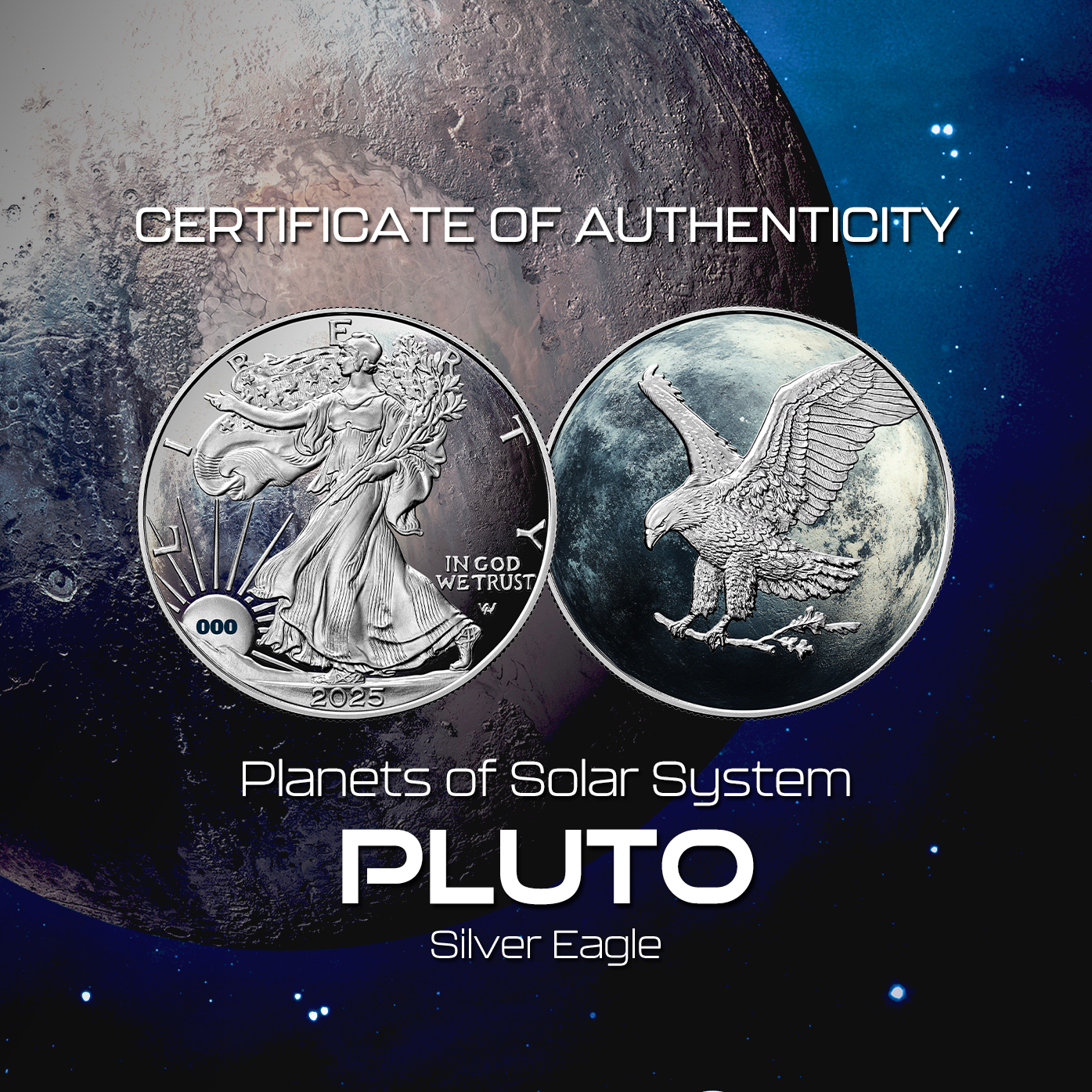 2025 Pluto Silver Eagle - Planets of the Solar System Series - CoinsTV
