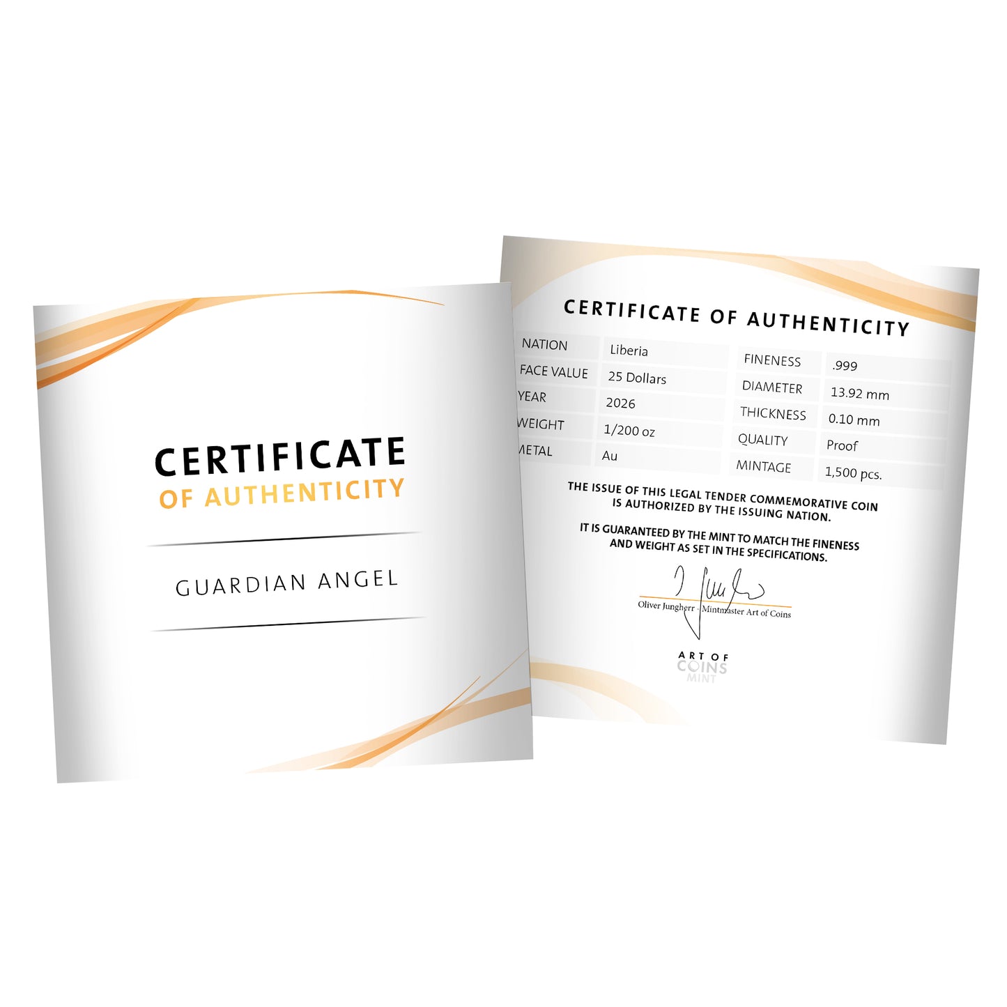 2026 Liberia Guardian Angel 1/200 oz Gold Coin - CoinsTV