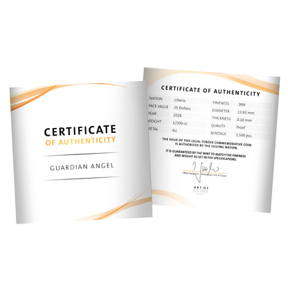 2026 Liberia Guardian Angel 1/200 oz Gold Coin - CoinsTV