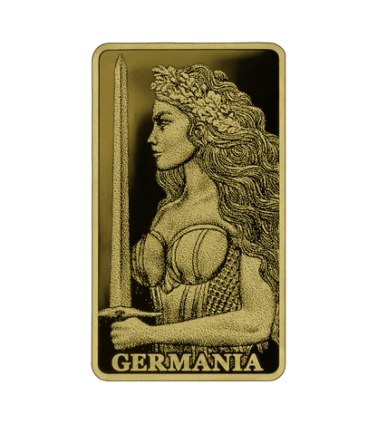 Germania Mint Lady Germania Minted 1/200 oz Gold Bar in Card - CoinsTV