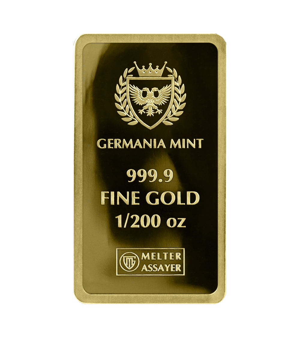Germania Mint Lady Germania Minted 1/200 oz Gold Bar in Card - CoinsTV