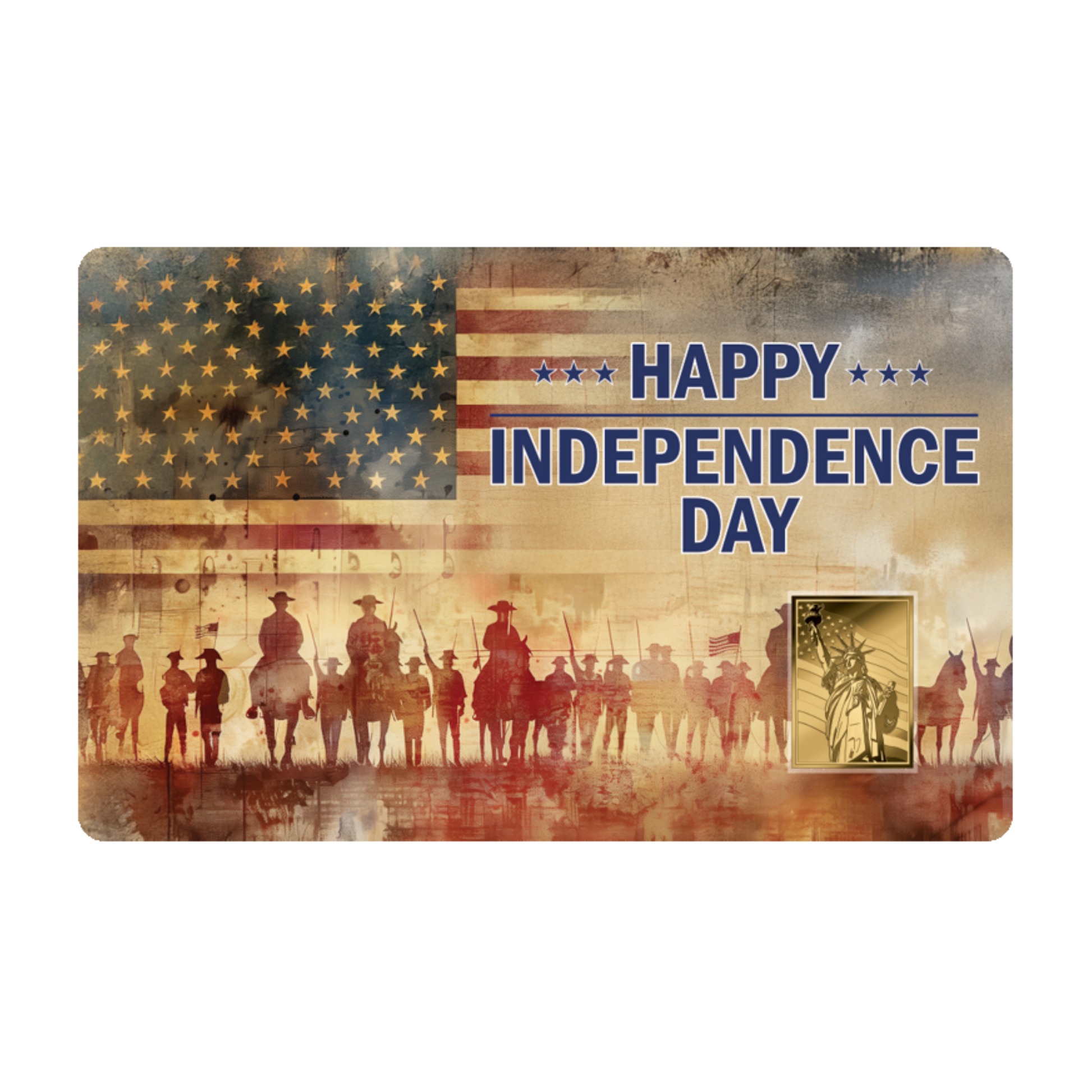 Happy Independence Day 1/1000 oz Gold Medal in Card - CoinsTV