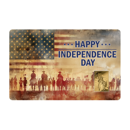 Happy Independence Day 1/1000 oz Gold Medal in Card - CoinsTV