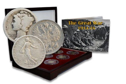 The Great War Box: 6 Silver Coins from the First World War (WWI)