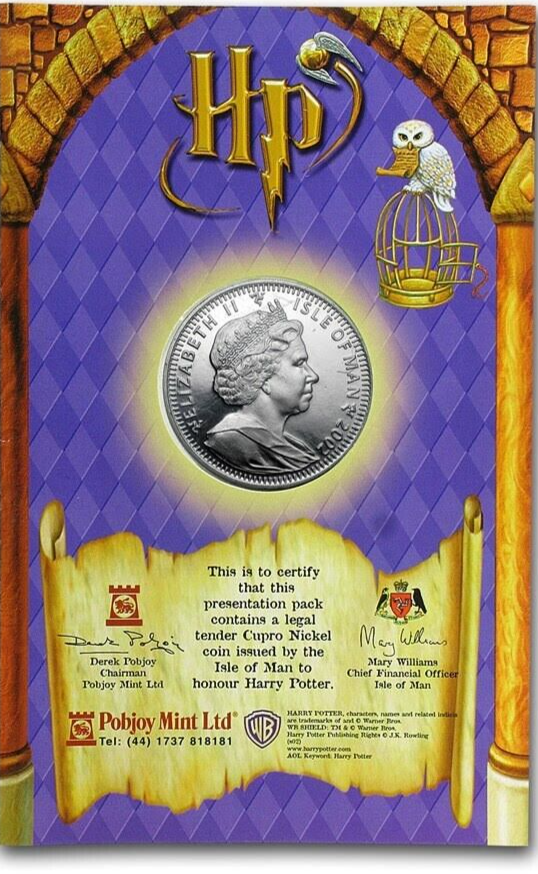 2002 Harry Potter Isle of Man Cupro-Nickel 1 Crown Coin - CoinsTV