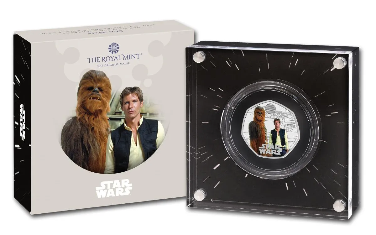 2024 Great Britain Star Wars Han Solo & Chewbacca Colorized 8g Silver Coin - CoinsTV
