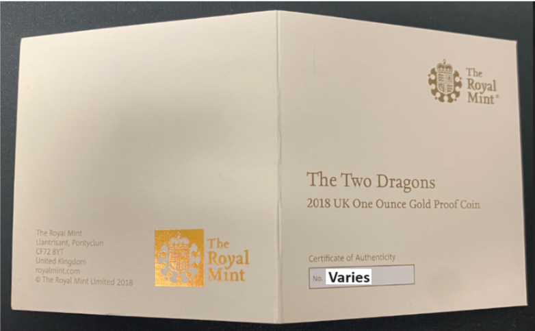 2018 Gold Great Britain Two Dragons- NGC PF70 FDI - CoinsTV