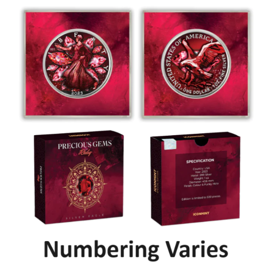 2023 Precious Gems Ruby Silver Eagle - Icon Mint - CoinsTV