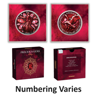 2023 Precious Gems Ruby Silver Eagle - Icon Mint - CoinsTV