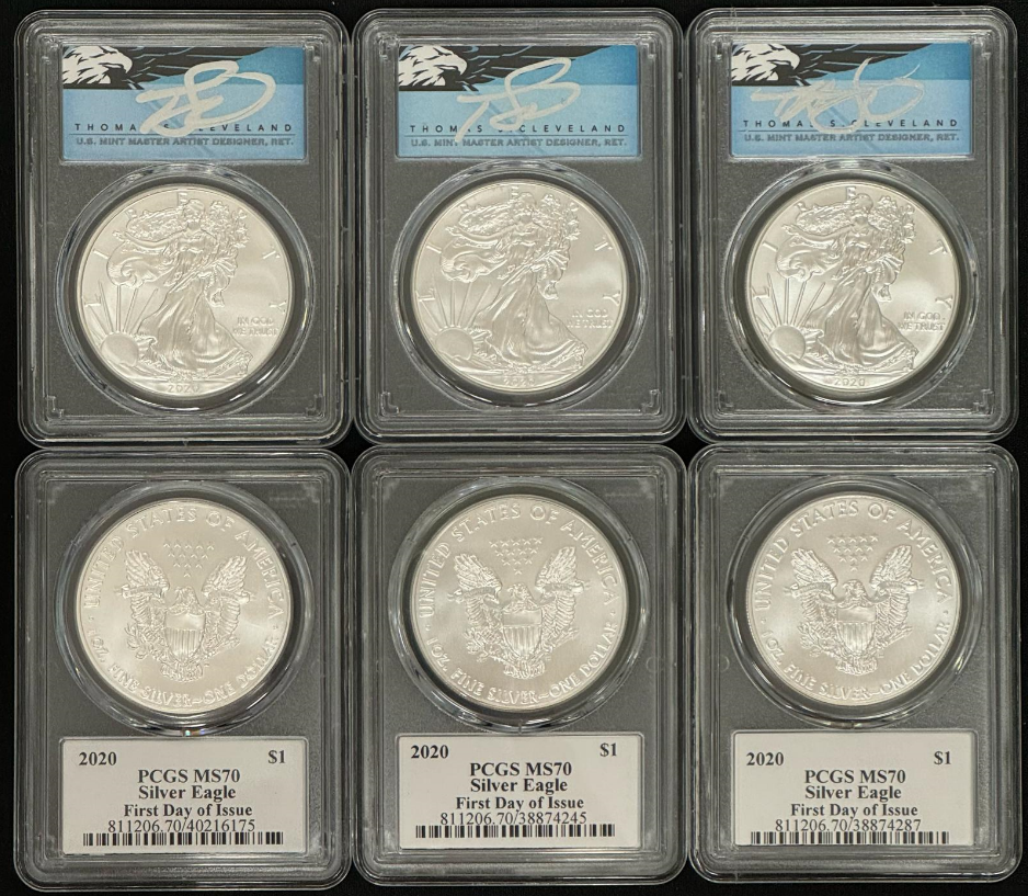 2020 Silver Eagle - Thomas Cleveland Signature Label - PCGS MS70 FDOI - CoinsTV