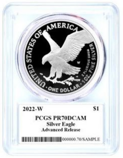 2022 Silver Eagle Proof - PCGS PR70 AR Advanced Release - Emily Damstra Signature Label - CoinsTV